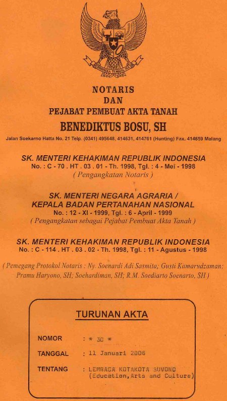 Oprichtingsakte Indonesische rechtspersoon